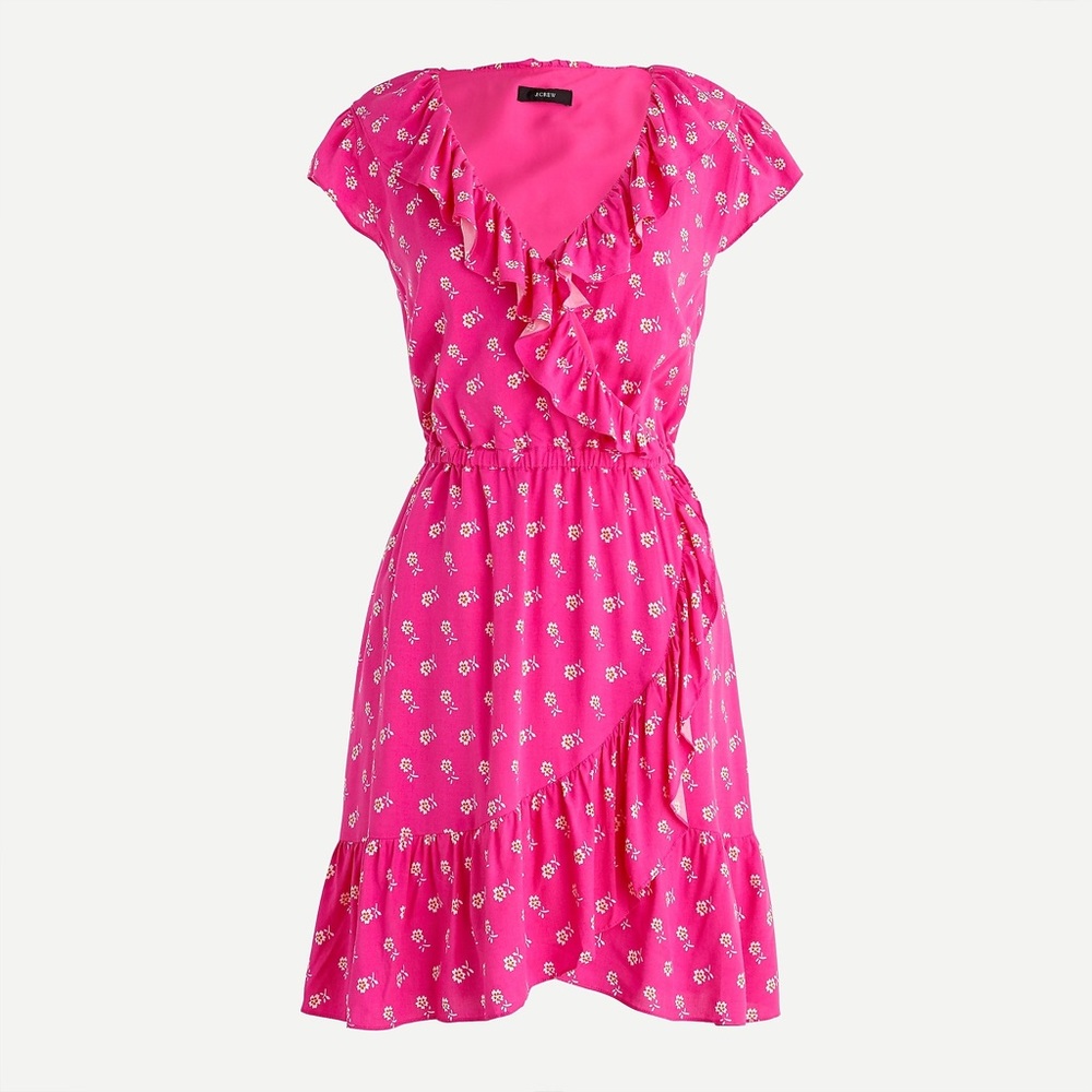 V-neck ruffle dress in floral print